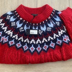 rag & bone Red Fair Isle Crewneck Sweater